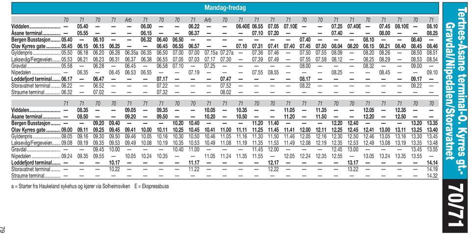 45 07.50 08.04 08.20 08.15 08.21 08.40 08.45 08.46 Gyldenpris... 05.50 06.18 06.20 06.28 06.35a 06.35 06.50 07.00 07.00 07.15a 07.27a 07.36 07.46 07.50 07.55 08.09 08.20 08.26 08.50 08.51 Laksevåg/Fergeveien.