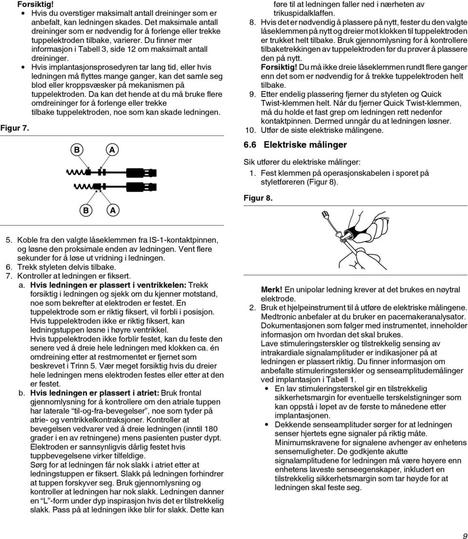 Hvis implantasjonsprosedyren tar lang tid, eller hvis ledningen må flyttes mange ganger, kan det samle seg blod eller kroppsvæsker på mekanismen på tuppelektroden.