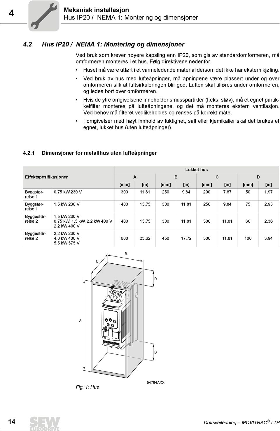 Huset må være utført i et varmeledende material dersom det ikke har ekstern kjøling.