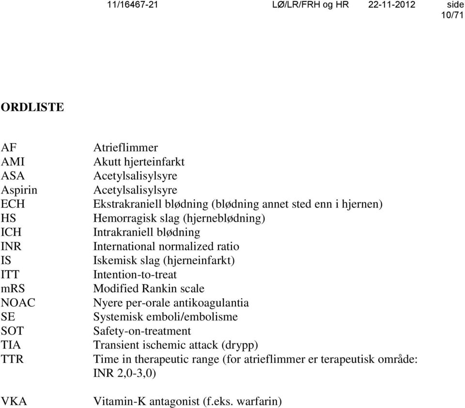 normalized ratio Iskemisk slag (hjerneinfarkt) Intention-to-treat Modified Rankin scale Nyere per-orale antikoagulantia Systemisk emboli/embolisme