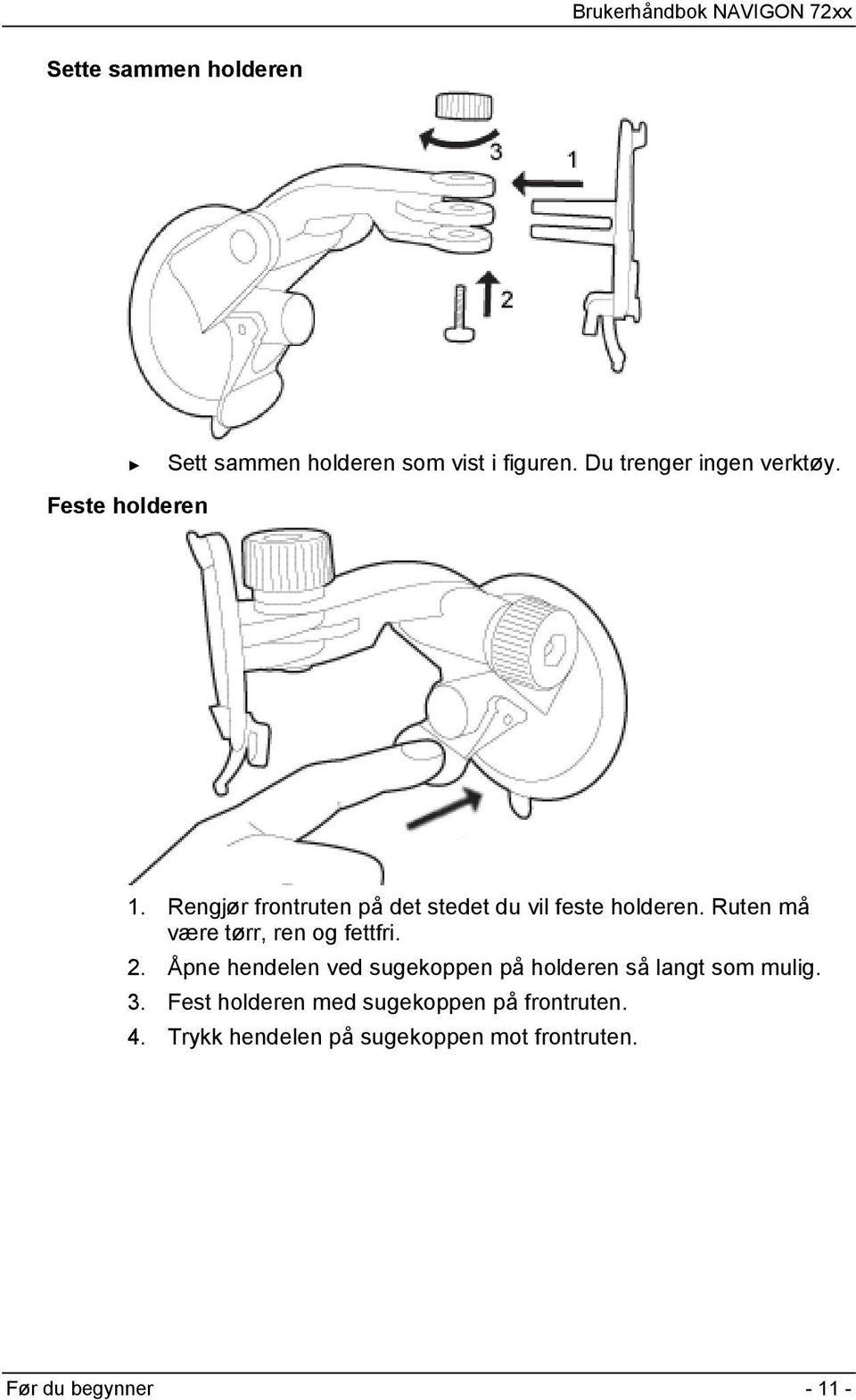 Ruten må være tørr, ren og fettfri. 2.