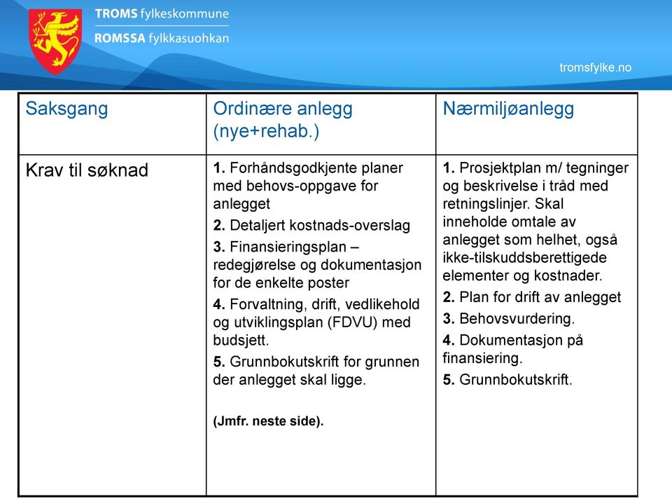 Grunnbokutskrift for grunnen der anlegget skal ligge. Nærmiljøanlegg 1. Prosjektplan m/ tegninger og beskrivelse i tråd med retningslinjer.