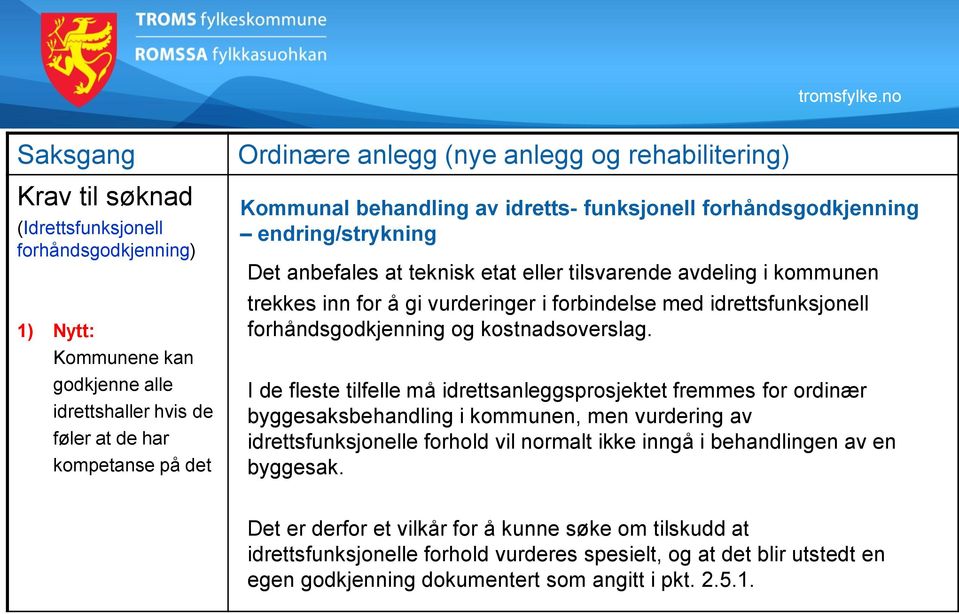 i forbindelse med idrettsfunksjonell forhåndsgodkjenning og kostnadsoverslag.