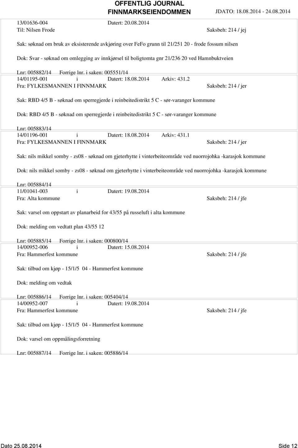 Hamnbuktveien Lnr: 005882/14 Forrige lnr. i saken: 005551/14 14/01195-001 i Datert: 18.08.2014 Arkiv: 431.