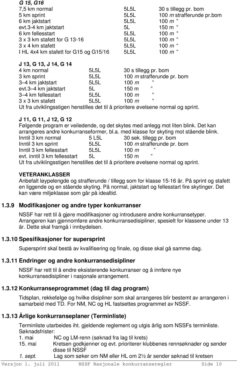 normal 5L5L 30 s tillegg pr. bom 3 km sprint 5L5L 100 m strafferunde pr. bom 3 4 km jaktstart 5L5L 100 m evt.