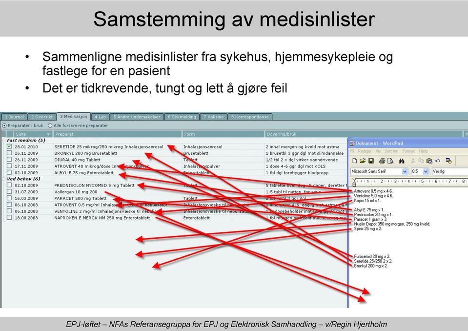 hjemmesykepleie og fastlege for en