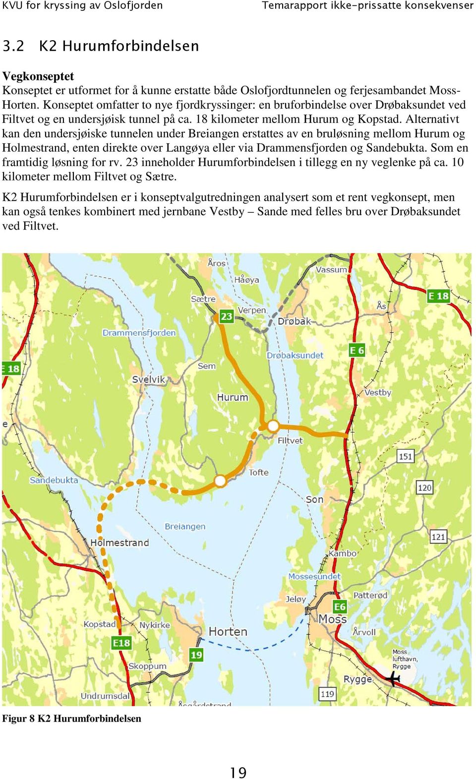 Alternativt kan den undersjøiske tunnelen under Breiangen erstattes av en bruløsning mellom Hurum og Holmestrand, enten direkte over Langøya eller via Drammensfjorden og Sandebukta.