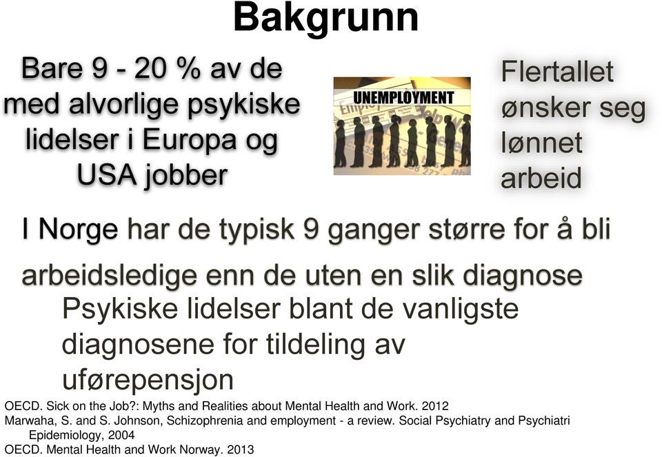tildeling av uførepensjon OECD. Sick on the Job?: Myths and Realities about Mental Health and Work. 2012 Marwaha, S. and S.