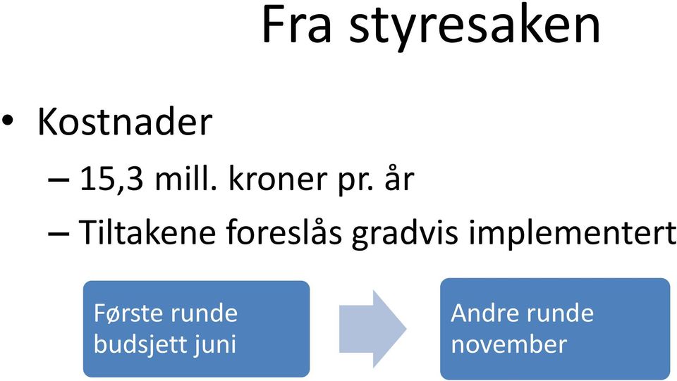 år Tiltakene foreslås gradvis