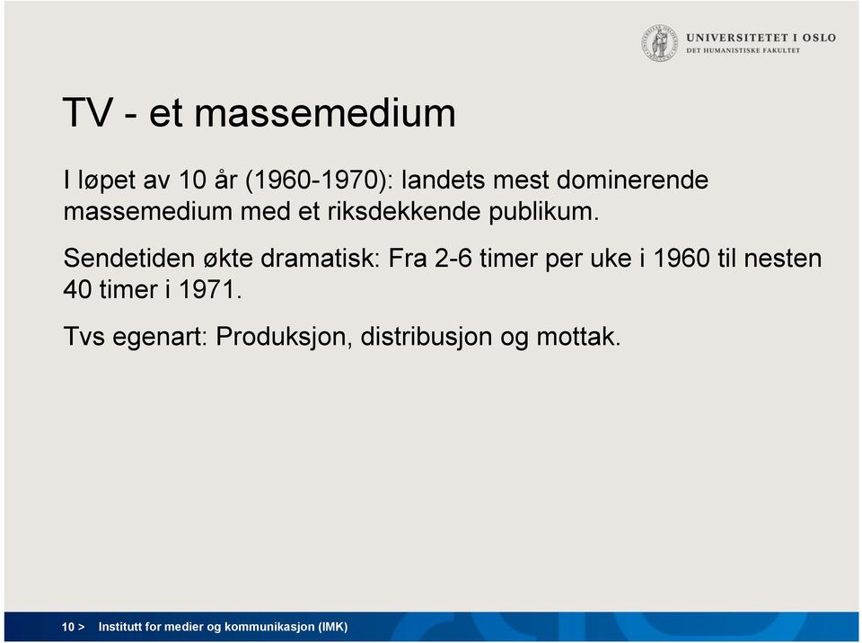 Sendetiden økte dramatisk: Fra 2-6 timer per uke i 1960 til nesten 40