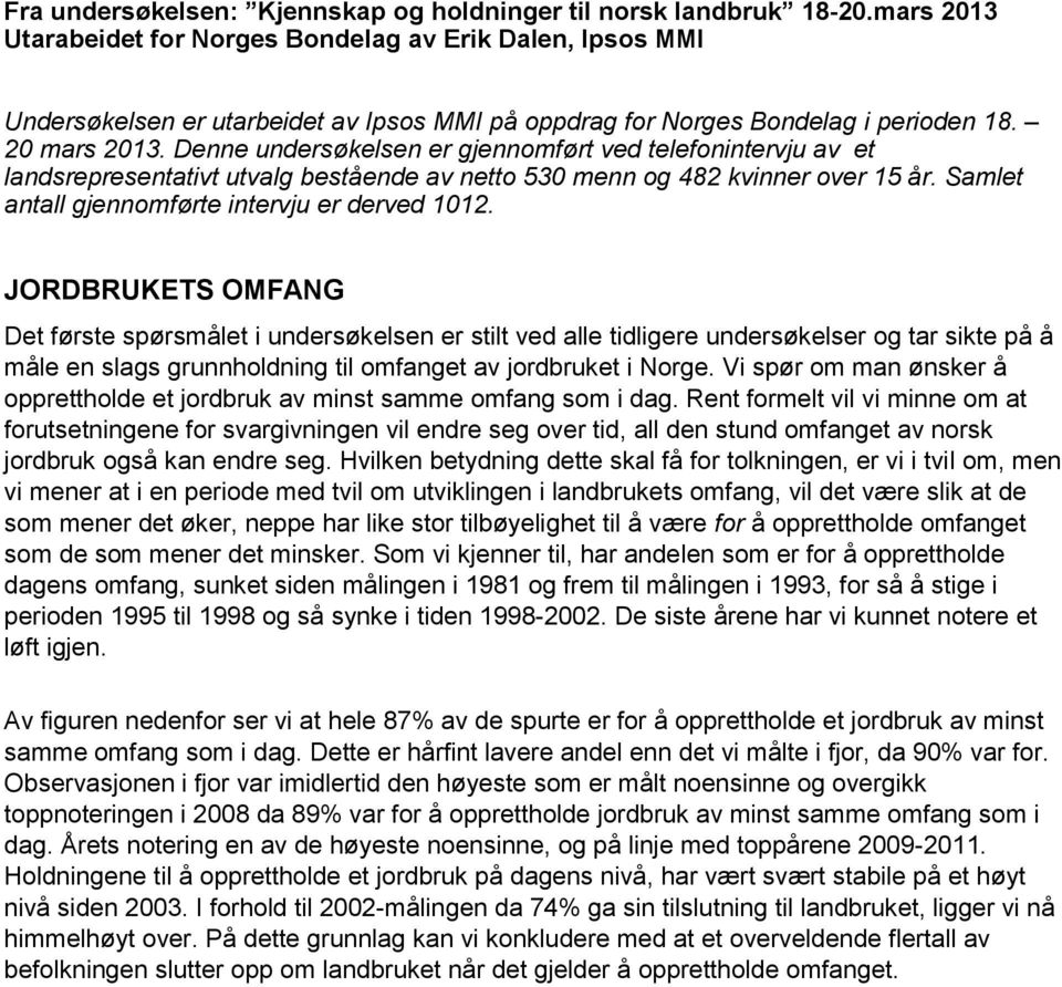 Denne undersøkelsen er gjennomført ved telefonintervju av et landsrepresentativt utvalg bestående av netto 53 menn og 482 kvinner over 15 år. Samlet antall gjennomførte intervju er derved 112.