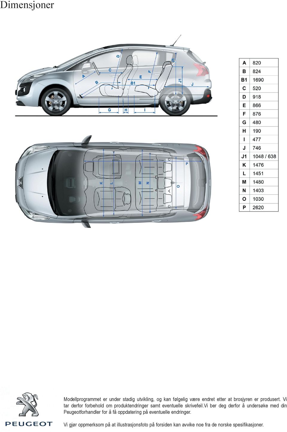 vi ber deg derfor å undersøke med din Peugeotforhandler for å få oppdatering på eventuelle