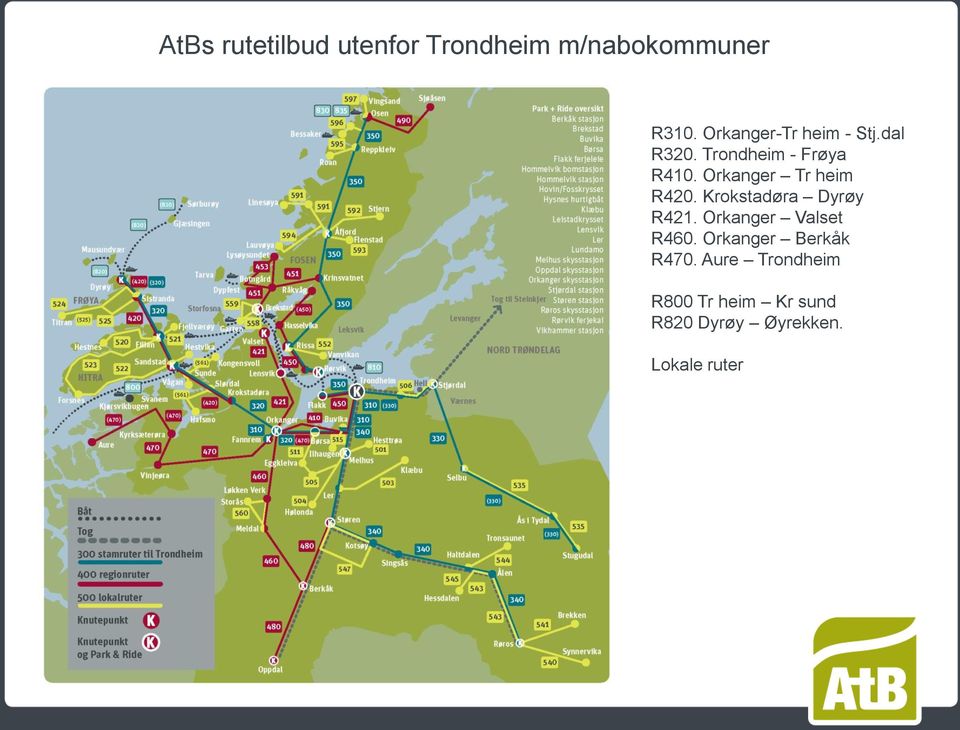 Orkanger Tr heim R420. Krokstadøra Dyrøy R421. Orkanger Valset R460.