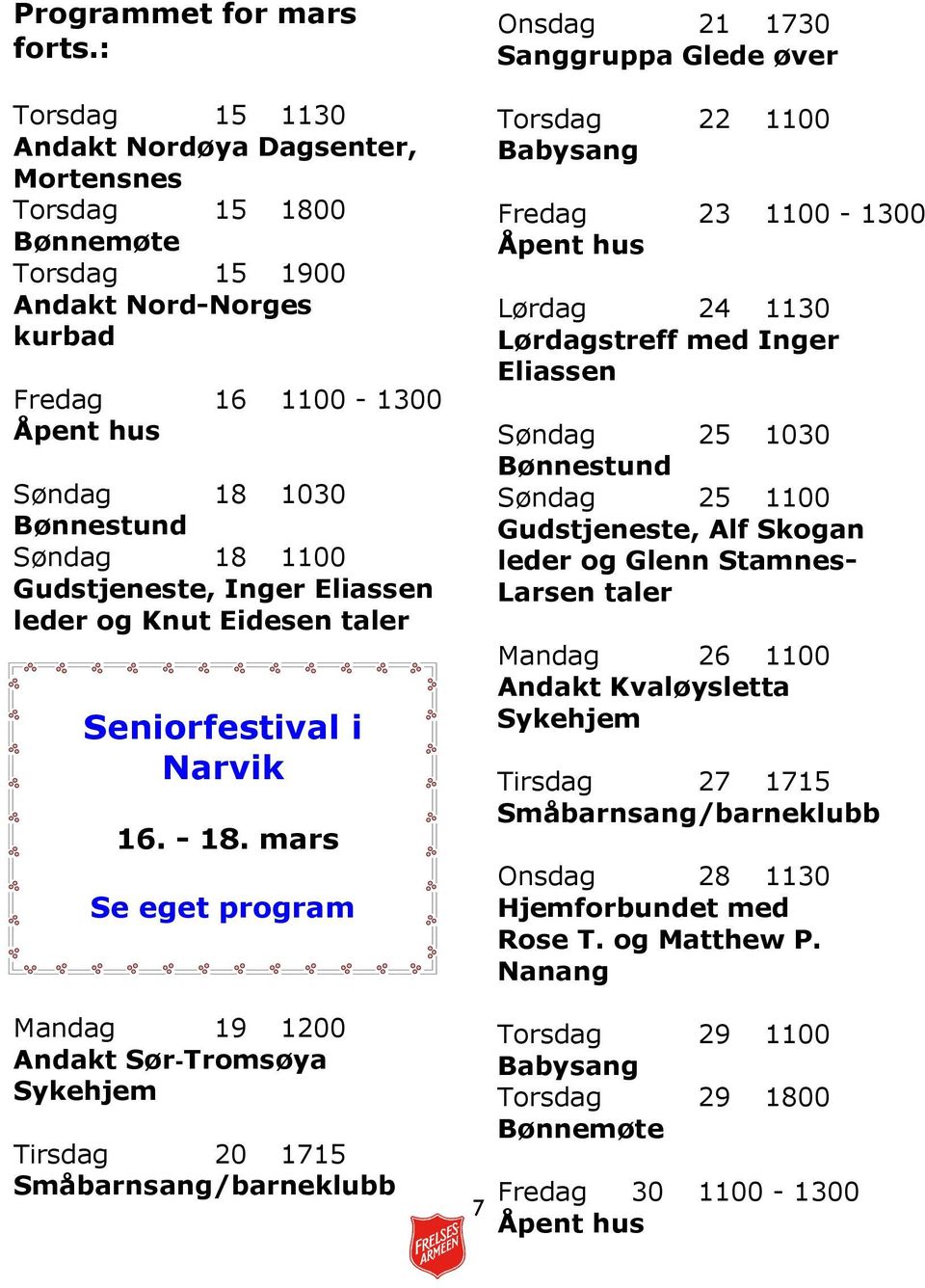 Inger Eliassen leder og Knut Eidesen taler Seniorfestival i Narvik 16. - 18.