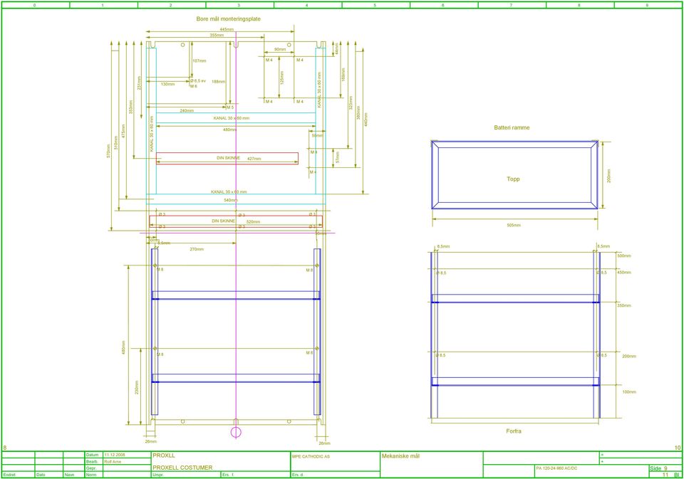 Topp 00mm NL 0 x 60 mm 540mm Ø Ø 0mm 8,5mm 70mm DIN SINNE Ø 50mm Ø Ø Ø 0mm 8,5mm 505mm 8,5mm 500mm M 8 M 8 Ø 8,5