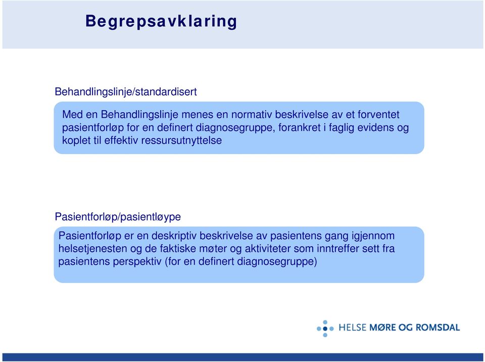 ressursutnyttelse Pasientforløp/pasientløype Pasientforløp er en deskriptiv beskrivelse av pasientens gang igjennom