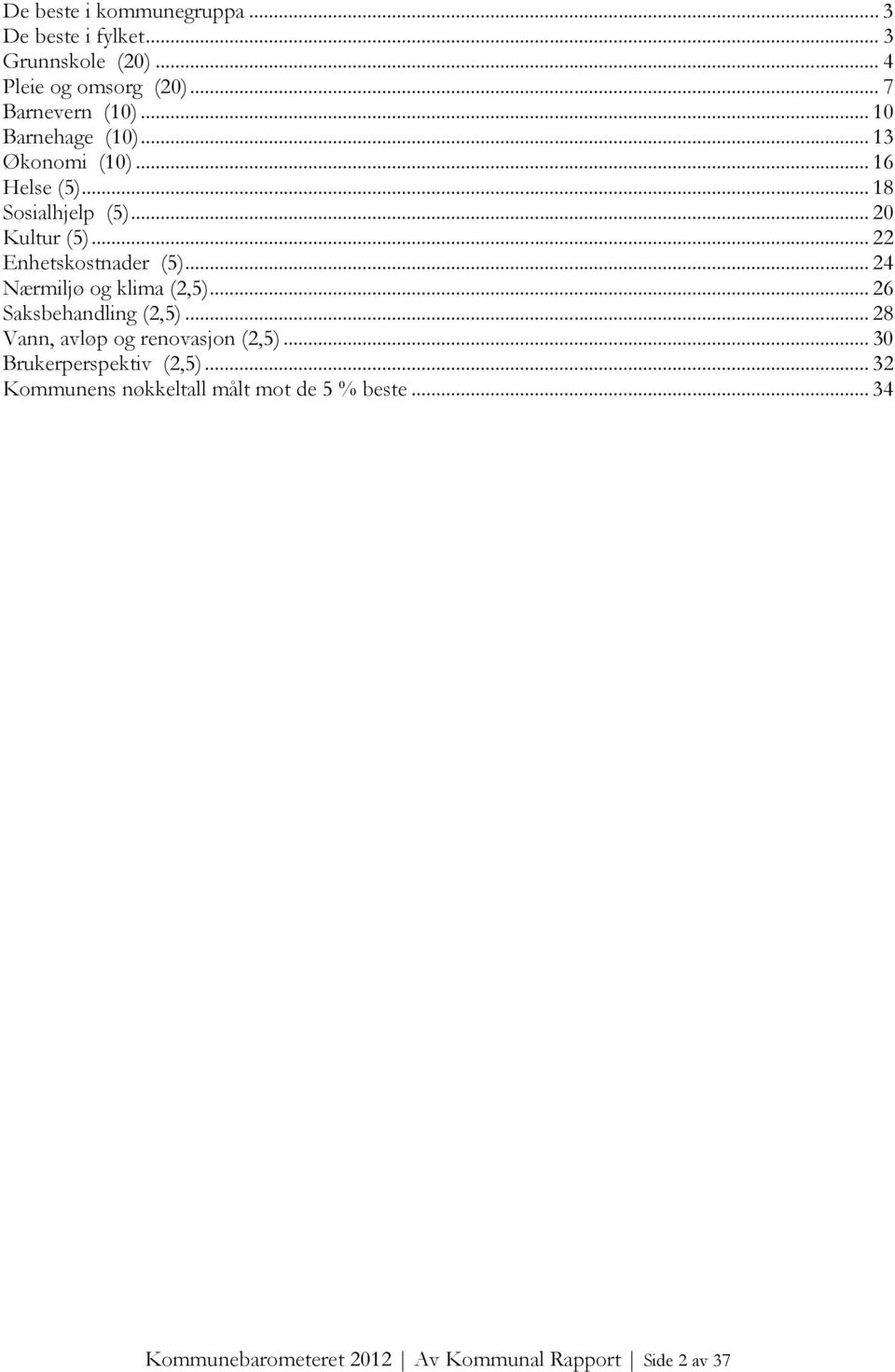 .. 22 Enhetskostnader (5)... 24 Nærmiljø og klima (2,5)... 26 Saksbehandling (2,5).