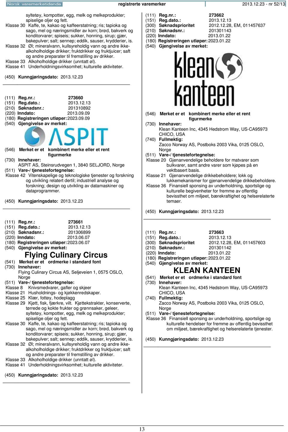 eddik, sauser, krydderier, is. Klasse 32 Øl; mineralvann, kullsyreholdig vann og andre ikkealkoholholdige drikker; fruktdrikker og fruktjuicer; saft og andre preparater til fremstilling av drikker.