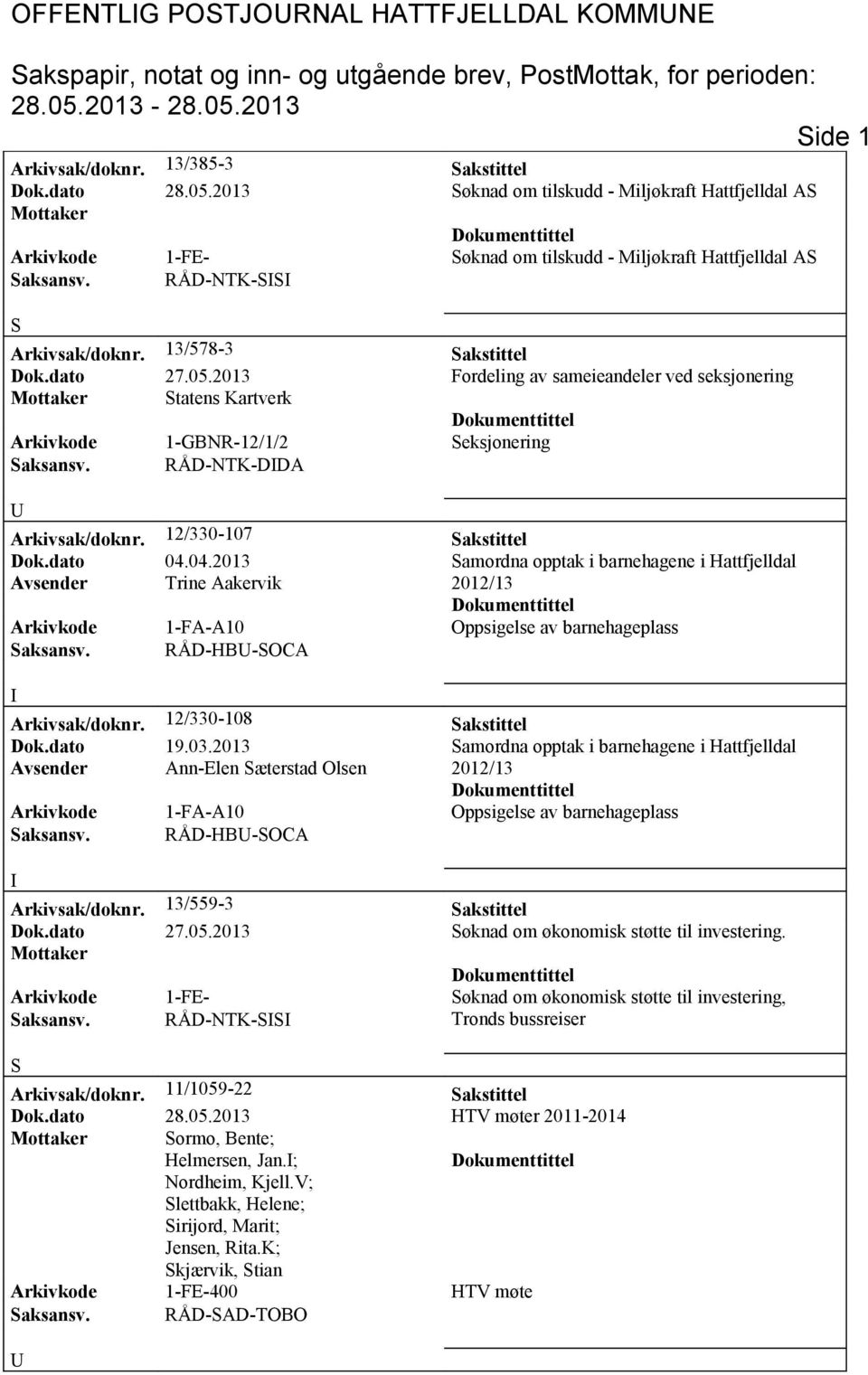 2013 Fordeling av sameieandeler ved seksjonering tatens Kartverk Arkivkode 1-GBNR-12/1/2 eksjonering aksansv. RÅD-NTK-DDA Arkivsak/doknr. 12/330-107 akstittel Dok.dato 04.