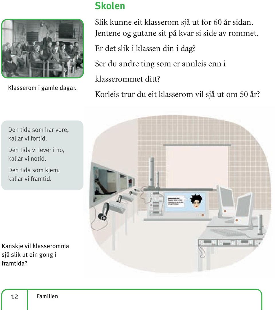 Ser du andre ting som er annleis enn i klasserommet ditt? Korleis trur du eit klasserom vil sjå ut om 50 år?