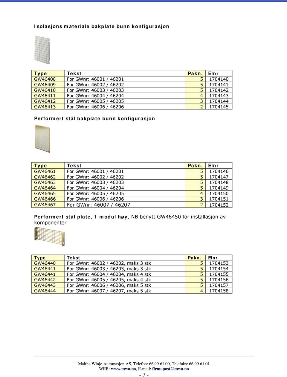 GWnr: 46002 / 46202 5 1704147 GW46463 For GWnr: 46003 / 46203 5 1704148 GW46464 For GWnr: 46004 / 46204 5 1704149 GW46465 For GWnr: 46005 / 46205 4 1704150 GW46466 For GWnr: 46006 / 46206 3 1704151