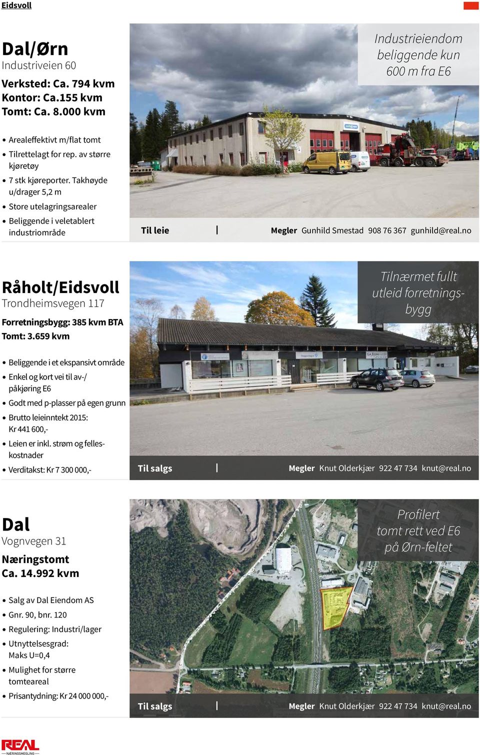 no Råholt/Eidsvoll Trondheimsvegen 117 Forretningsbygg: 385 kvm BTA Tomt: 3.