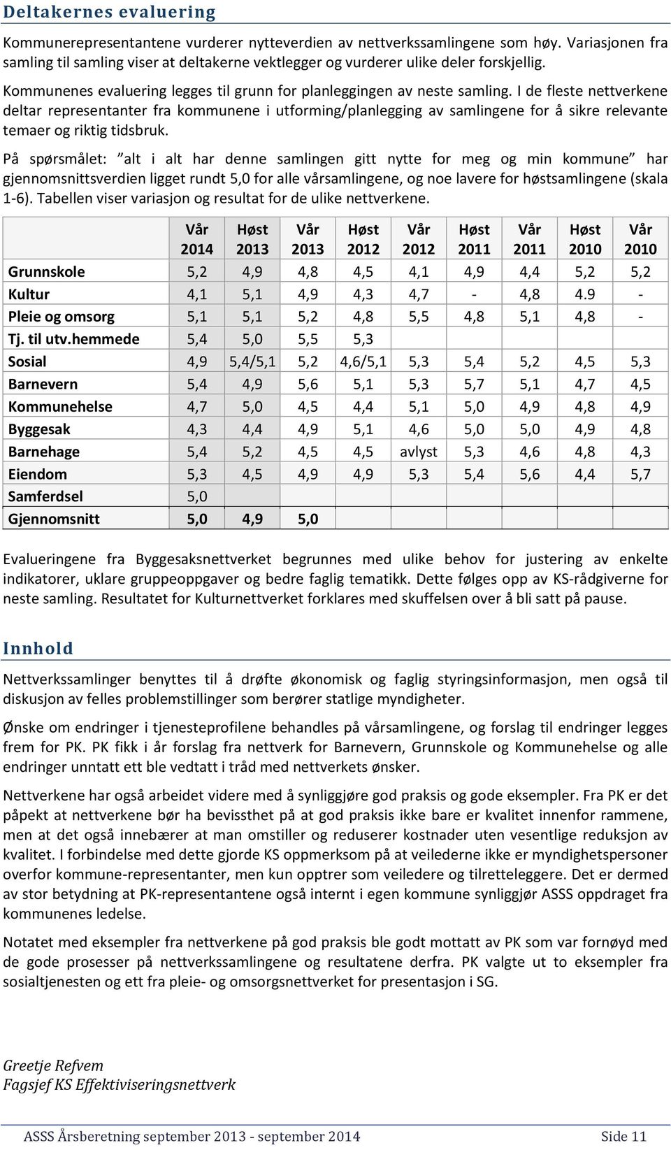 I de fleste nettverkene deltar representanter fra kommunene i utforming/planlegging av samlingene for å sikre relevante temaer og riktig tidsbruk.