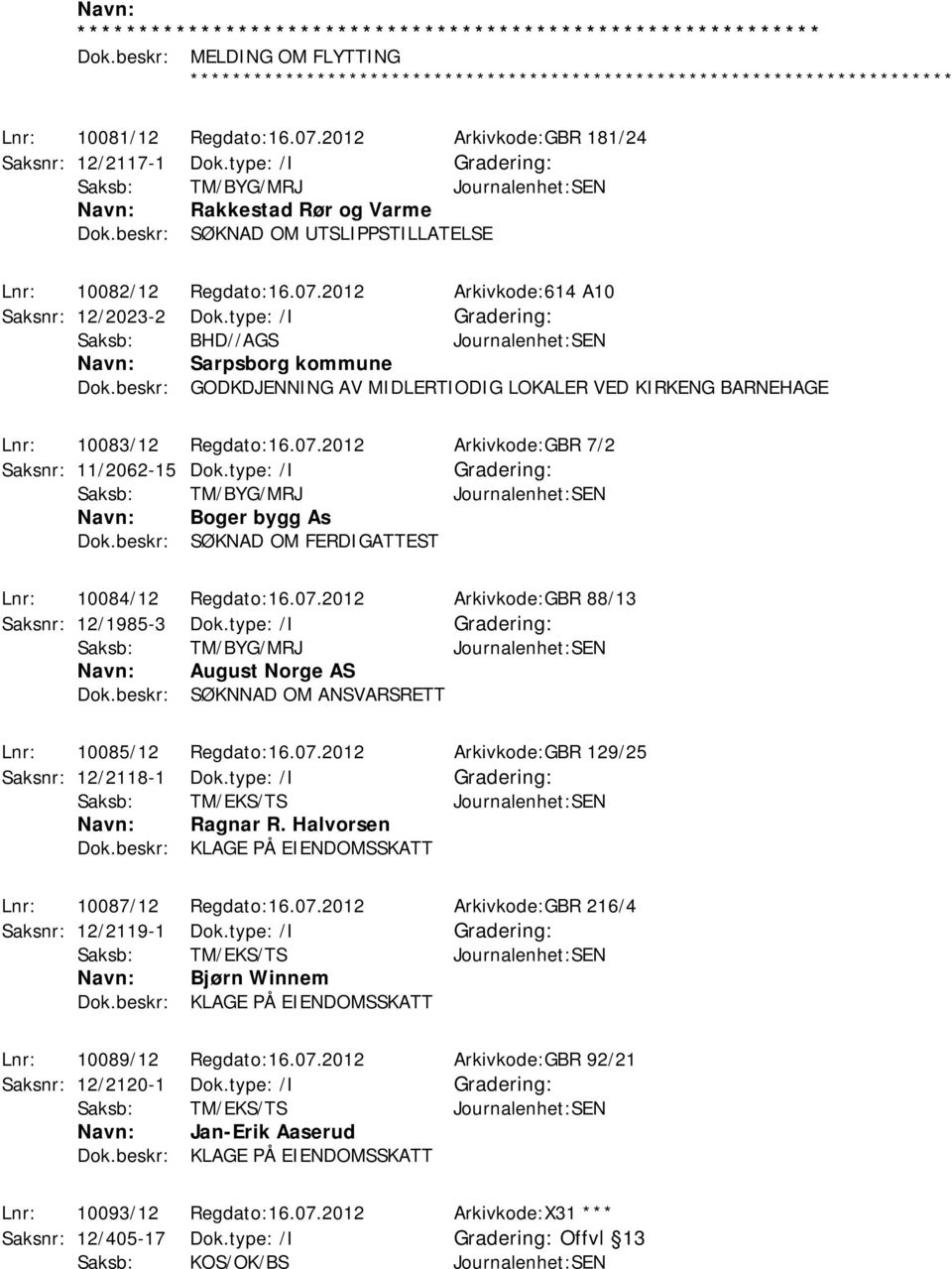 beskr: GODKDJENNING AV MIDLERTIODIG LOKALER VED KIRKENG BARNEHAGE Lnr: 10083/12 Regdato:16.07.2012 Arkivkode:GBR 7/2 Saksnr: 11/2062-15 Dok.type: /I Boger bygg As Dok.