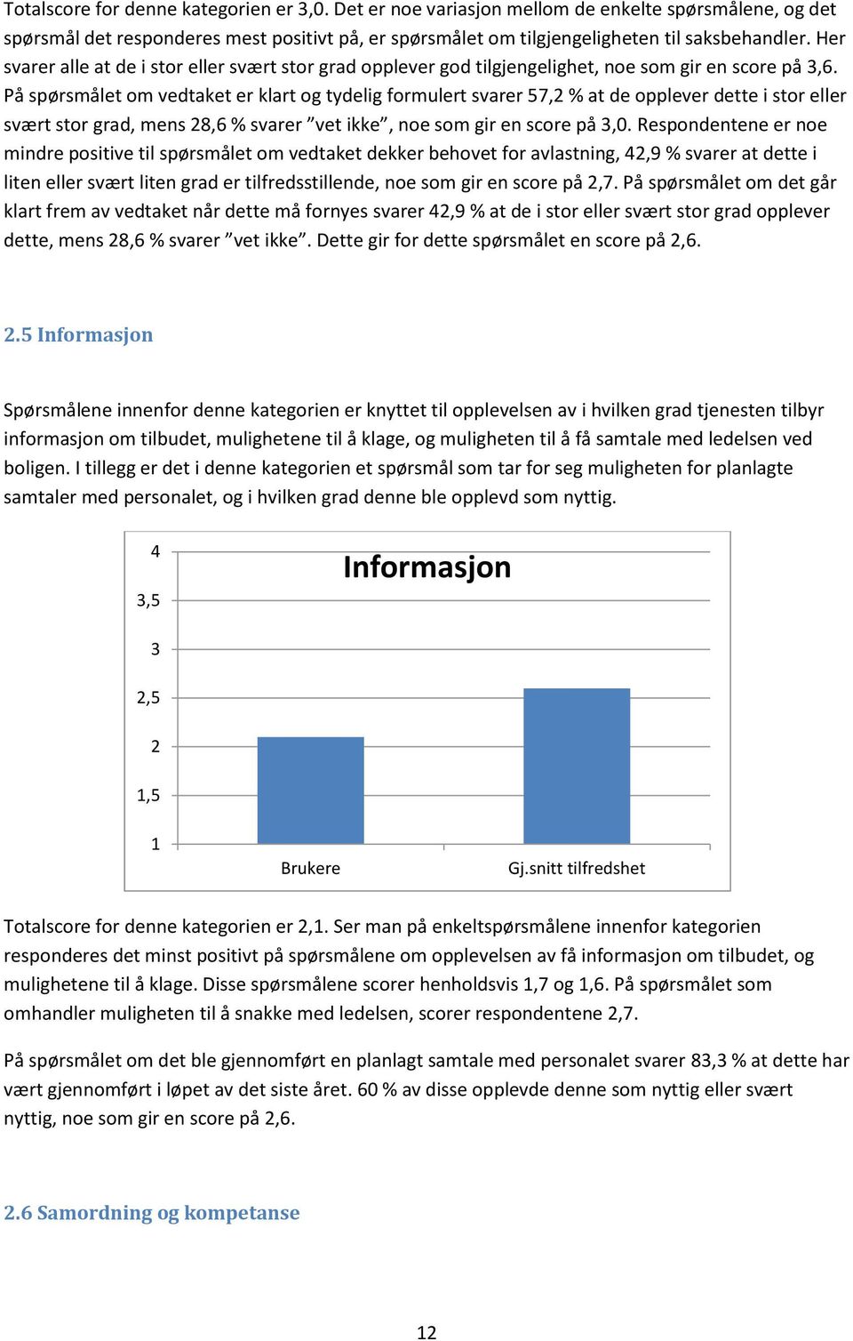 På spørsmålet om vedtaket er klart og tydelig formulert svarer 57, % at de opplever dette i stor eller svært stor grad, mens 8,6 % svarer vet ikke, noe som gir en score på,0.