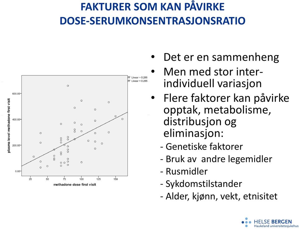 metabolisme, distribusjon og eliminasjon: - Genetiske faktorer - Bruk av