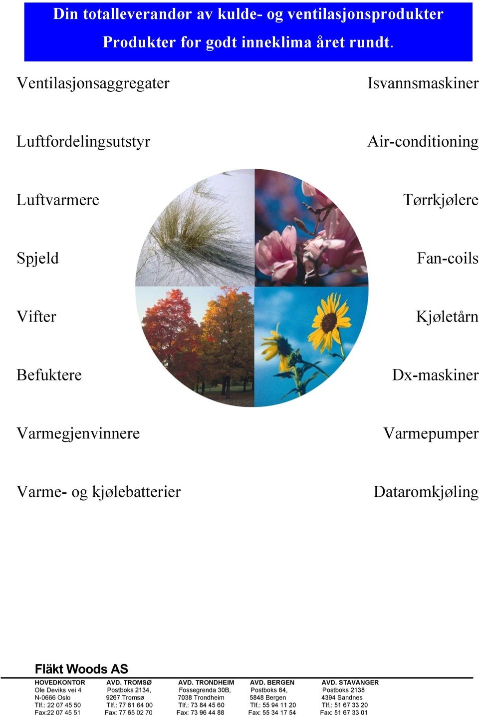 Varmepumper Varme- og kjølebatterier Dataromkjøling HOVEDKONTOR AVD. TROMSØ AVD. TRONDHEIM AVD. BERGEN AVD.