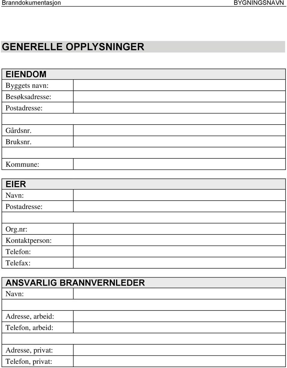 Kommune: EIER Navn: Postadresse: Org.