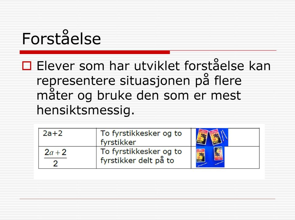 representere situasjonen på