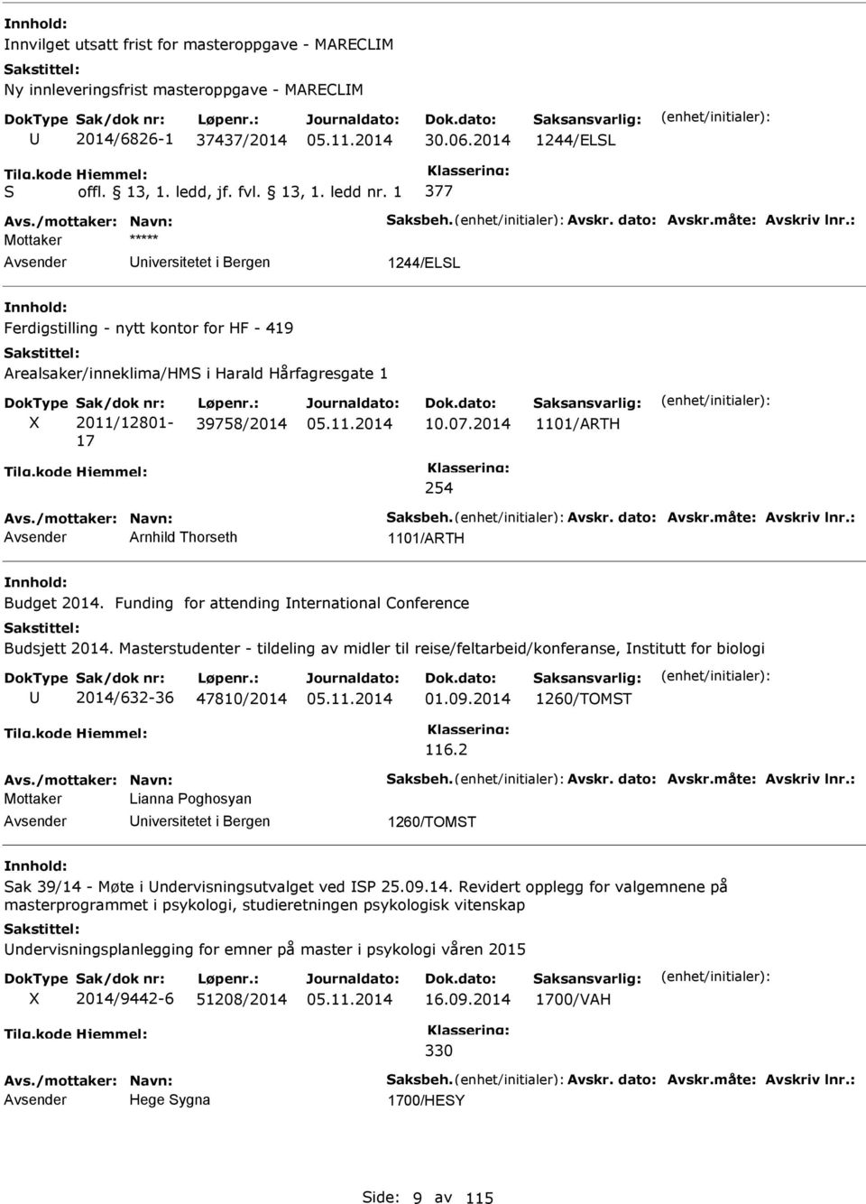 2014 1101/ARTH 254 Avs./mottaker: avn: Saksbeh. Avskr. dato: Avskr.måte: Avskriv lnr.: Arnhild Thorseth 1101/ARTH Budget 2014. Funding for attending nternational Conference Budsjett 2014.