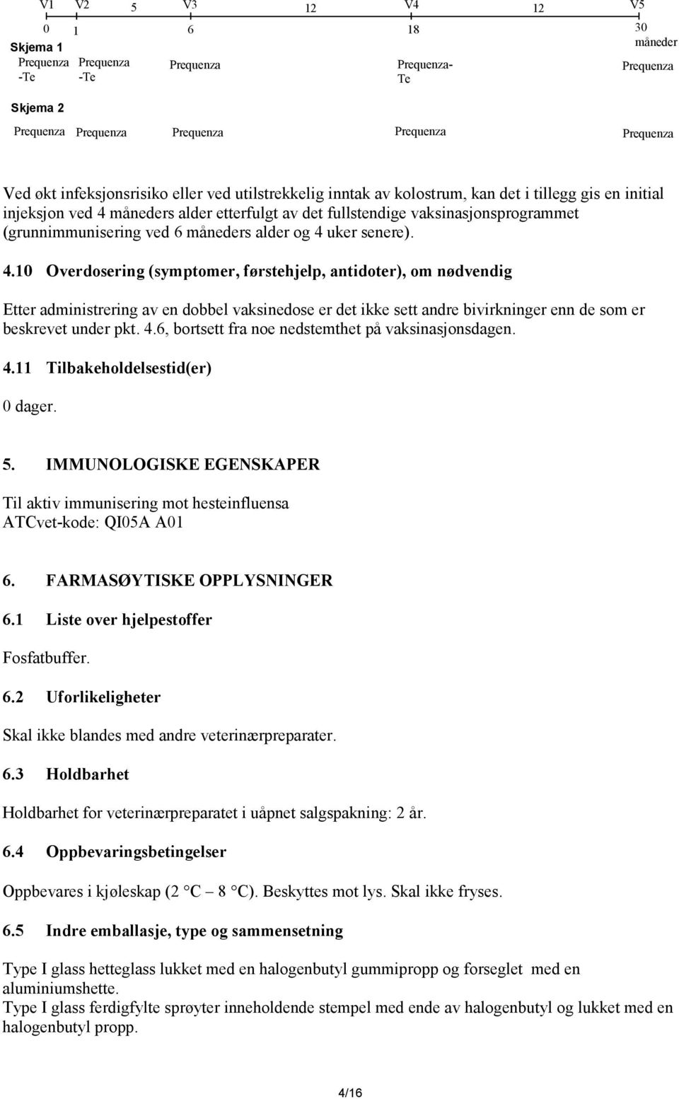 alder og 4 uker senere). 4.10 Overdosering (symptomer, førstehjelp, antidoter), om nødvendig Etter administrering av en dobbel vaksinedose er det ikke sett andre bivirkninger enn de som er beskrevet under pkt.