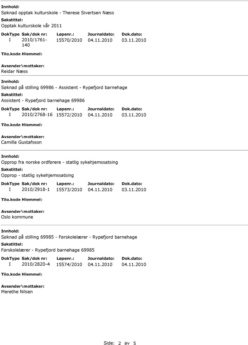 15572/2010 Camilla Gustafsson nnhold: Opprop fra norske ordførere - statlig sykehjemssatsing Opprop - statlig sykehjemssatsing 2010/2918-1