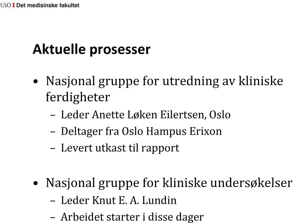 Hampus Erixon Levert utkast til rapport Nasjonal gruppe for