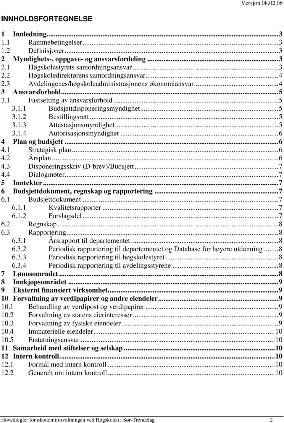 ..5 3.1.4 Autorisasjonsmyndighet...6 4 Plan og budsjett...6 4.1 Strategisk plan...6 4.2 Årsplan...6 4.3 Disponeringsskriv (D-brev)/Budsjett...7 4.4 Dialogmøter...7 5 Inntekter.