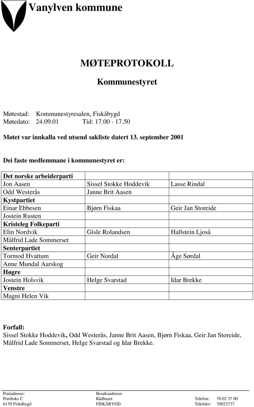 Geir Jan Storeide Jostein Rusten Kristeleg Folkeparti Elin Nordvik Gisle Rolandsen Hallstein Ljoså Målfrid Lade Sommerset Senterpartiet Tormod Hvattum Geir Nordal Åge Sørdal Anne Mundal Aarskog Høgre