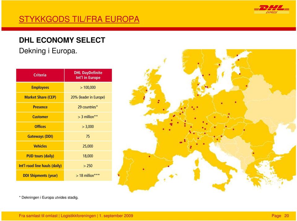 * Dekningen i Europa utvides stadig.