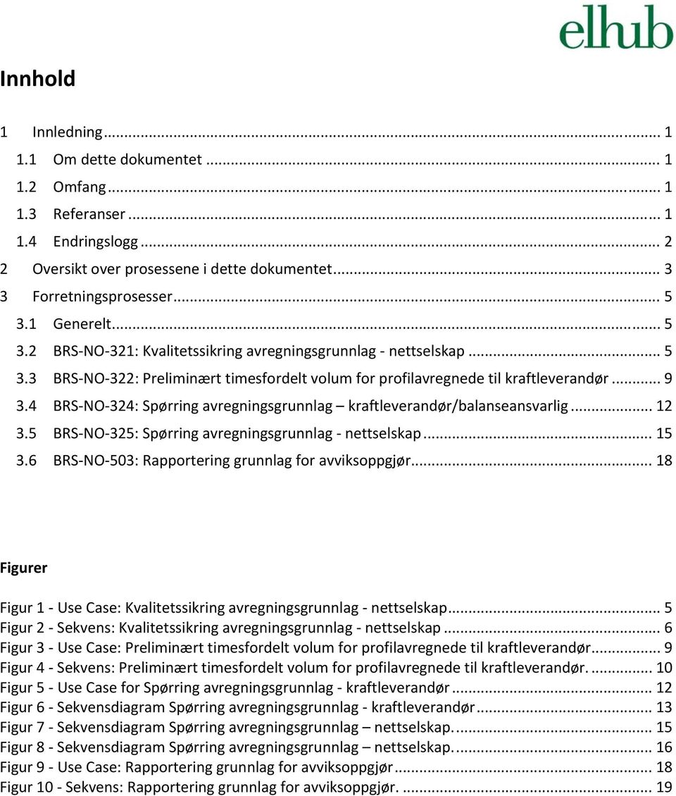 4 BRS NO 324: Spørring avregningsgrunnlag kraftleverandør/balanseansvarlig... 12 3.5 BRS NO 325: Spørring avregningsgrunnlag nettselskap... 15 3.6 BRS NO 503: Rapportering grunnlag for avviksoppgjør.