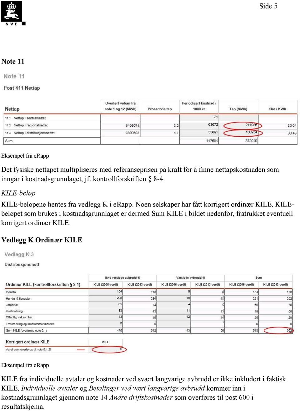 KILEbeløpet som brukes i kostnadsgrunnlaget er dermed Sum KILE i bildet nedenfor, fratrukket eventuell korrigert ordinær KILE.