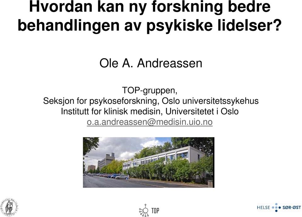 Andreassen TOP-gruppen, Seksjon for psykoseforskning, Oslo