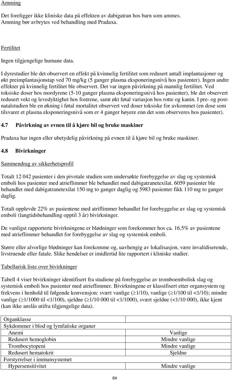 Ingen andre effekter på kvinnelig fertilitet ble observert. Det var ingen påvirkning på mannlig fertilitet.