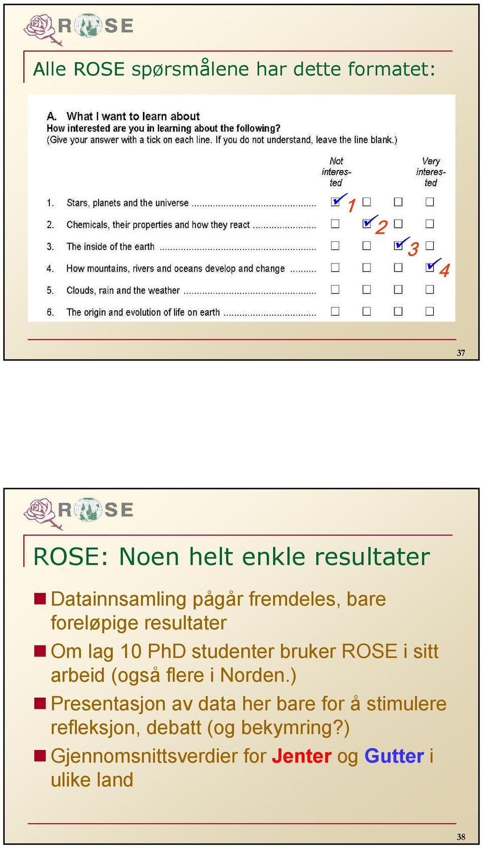 bruker ROSE i sitt arbeid (også flere i Norden.