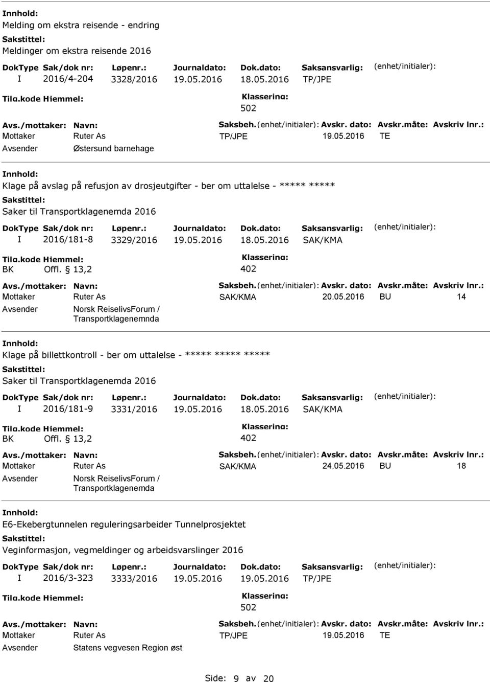 kode BK Hjemmel: Offl. 13,2 402 Avs./mottaker: Navn: Saksbeh. Avskr. dato: Avskr.måte: Avskriv lnr.