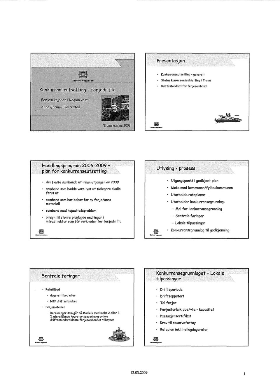 mars 2009 Handlingsprogram 2006-2009 - plan for konkurranseutsetting dei fleste sambanda ut innan utgangenav 2009 samband som hadde vore lyst ut tidlegare skulle først ut samband som har behov for ny