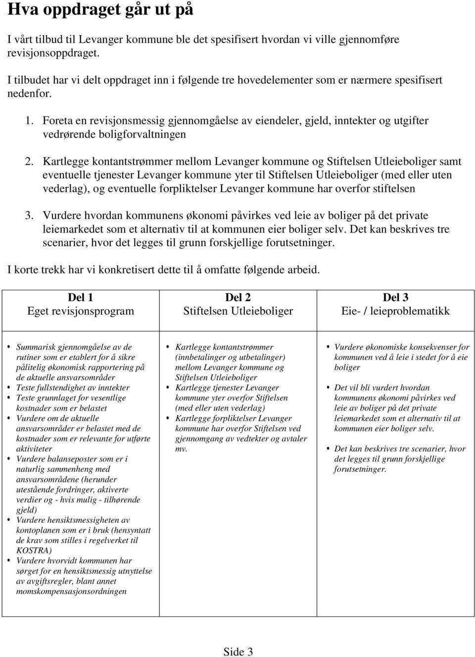 Foreta en revisjonsmessig gjennomgåelse av eiendeler, gjeld, inntekter og utgifter vedrørende boligforvaltningen 2.