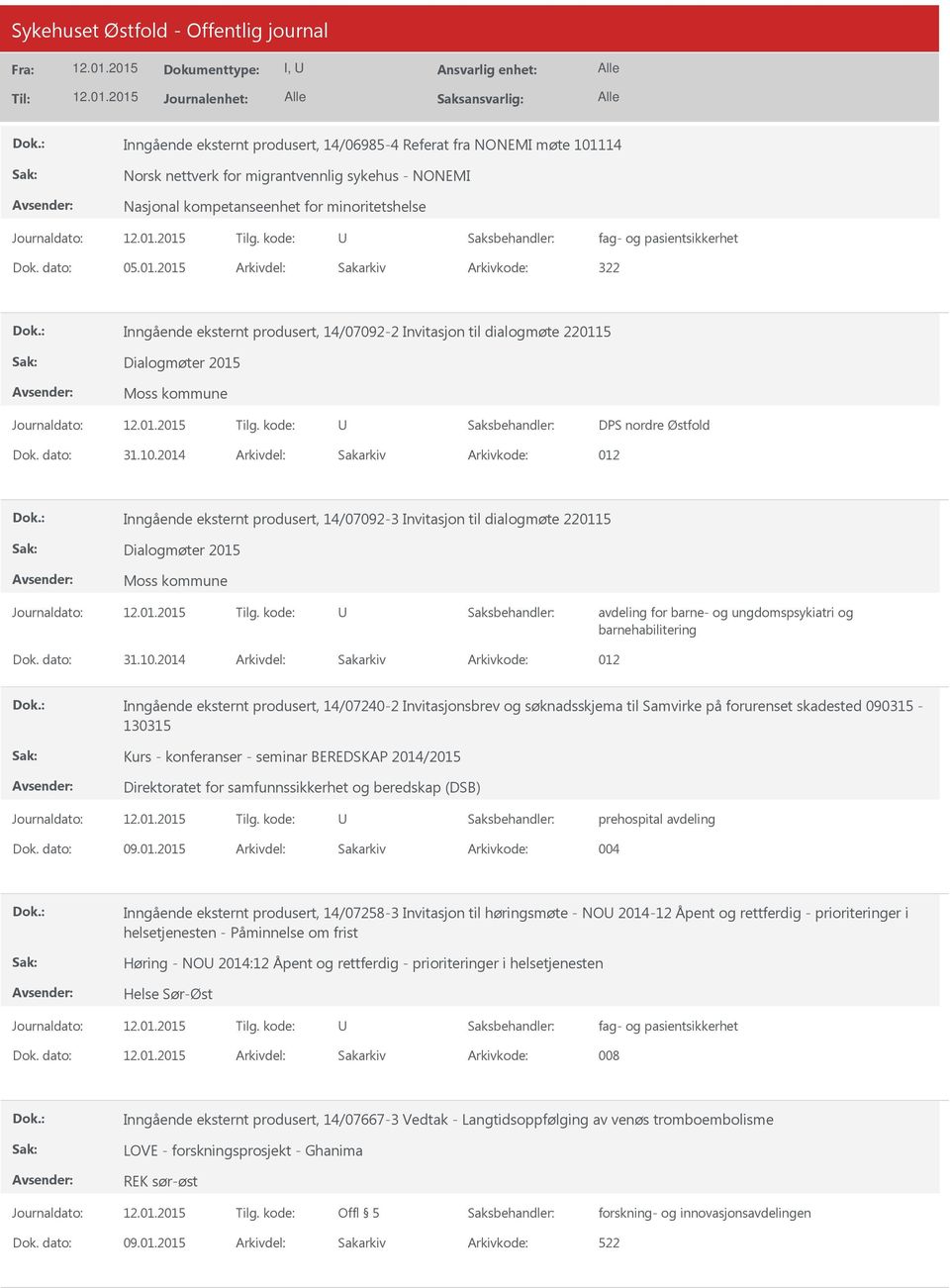 2014 Arkivdel: Sakarkiv Arkivkode: 012 Inngående eksternt produsert, 14/07092-3 Invitasjon til dialogmøte 220115 Dialogmøter 2015 Moss kommune Dok. dato: 31.10.