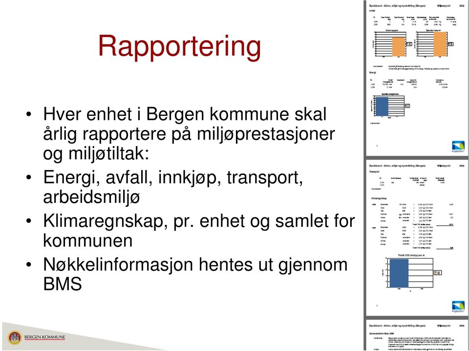 avfall, innkjøp, transport, arbeidsmiljø Klimaregnskap, pr.